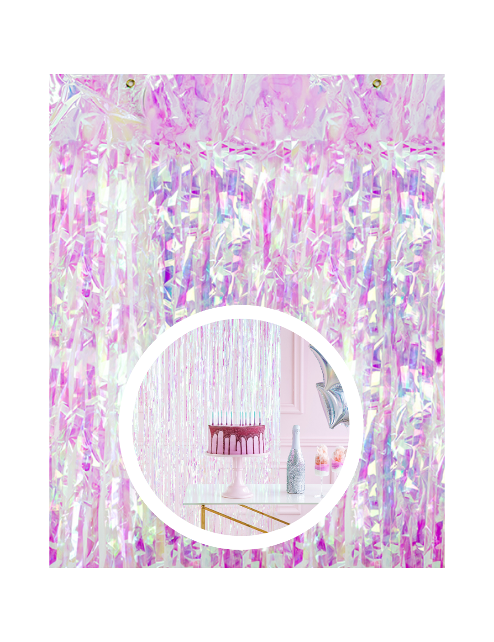 Iridescent party curtain