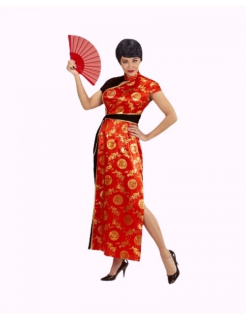 Rotes und schwarzes chinesisches Kleid