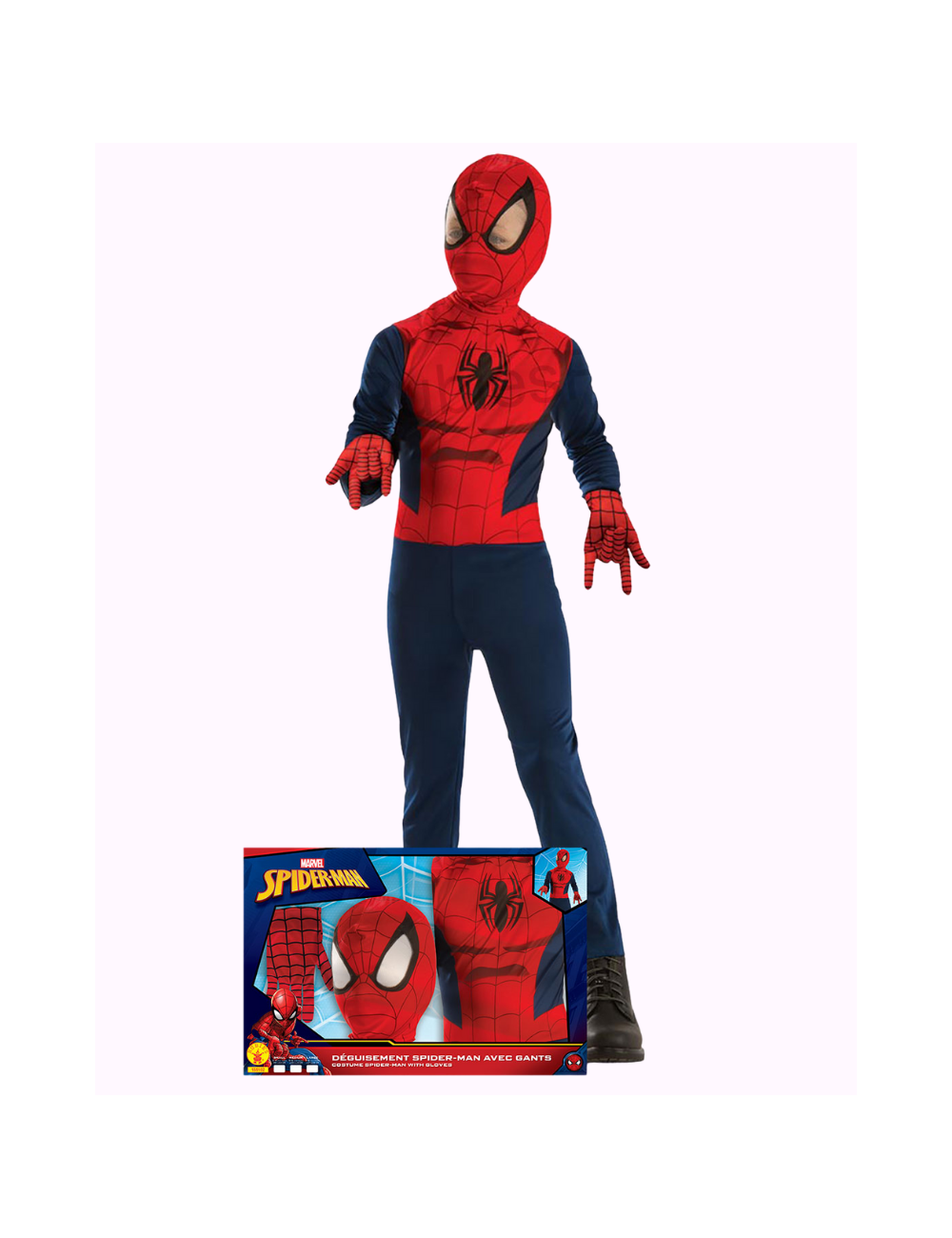 Fête de Costume Noël 1 Pièce Cape de Héros Spiderman Performance Scolaire Anniversaire et 1 Paire Gants en Toile dAraignée Costume de Héros pour Halloween 