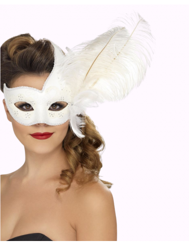 White Venetian Mask with...