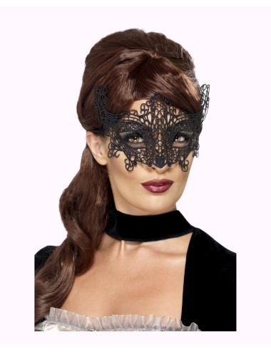 Black embroidered lace mask