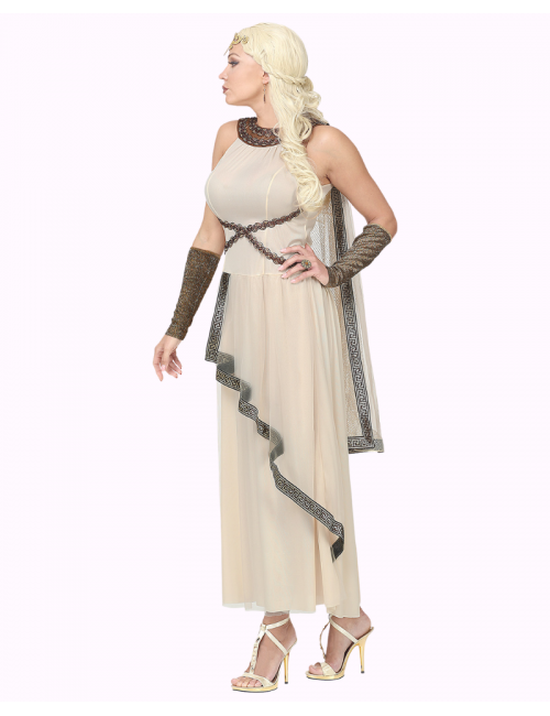 Greek or Roman woman costume in white and golden
