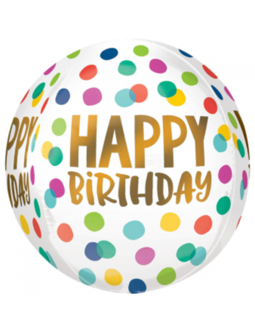Ballon sphère aluminium happy birthday 40 cm