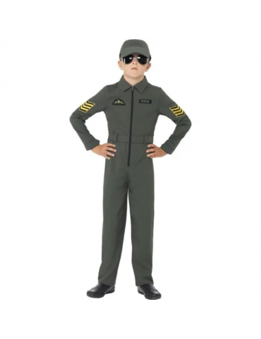 Costume enfant vert aviateur