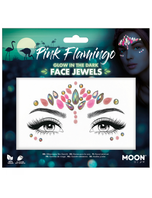 Bijoux de visage autocollant "Pink Flamingo" (Glow in the dark)