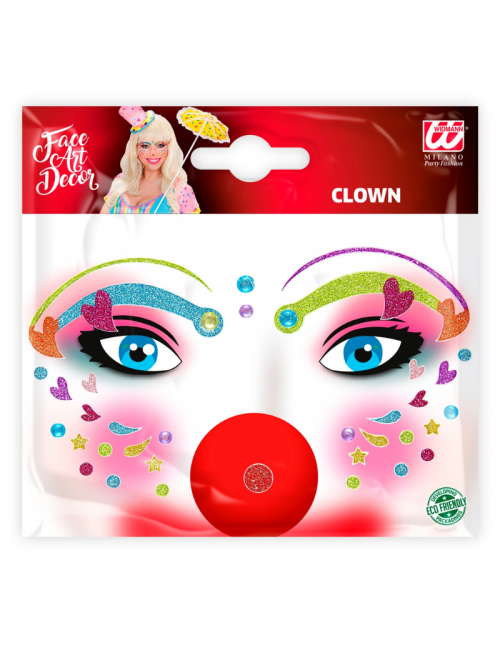 Maquillage autocollant visage Clown