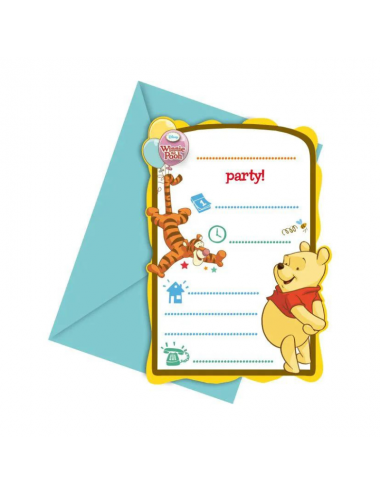 6 Einladungen Winnie the Pooh