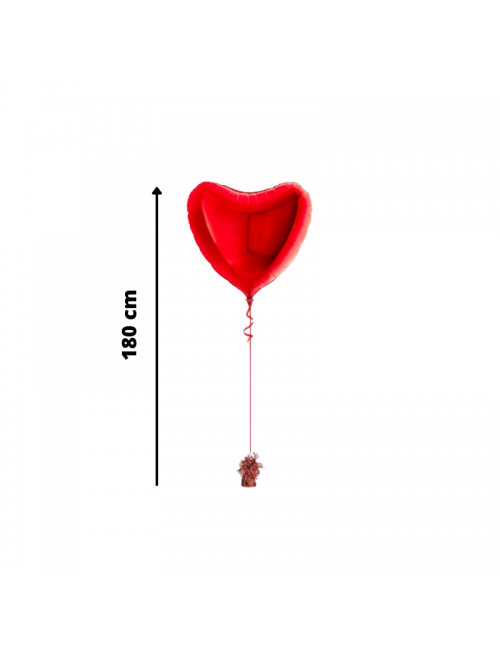 Ballon coeur gonflé aluminium rouge