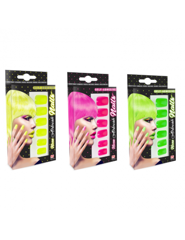 Set 12 nails in neon colours