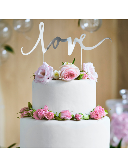Cake Topper "Love" argenté