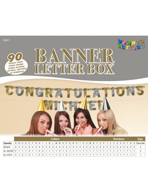 Banner Letter Box Set assorti 16x15cm