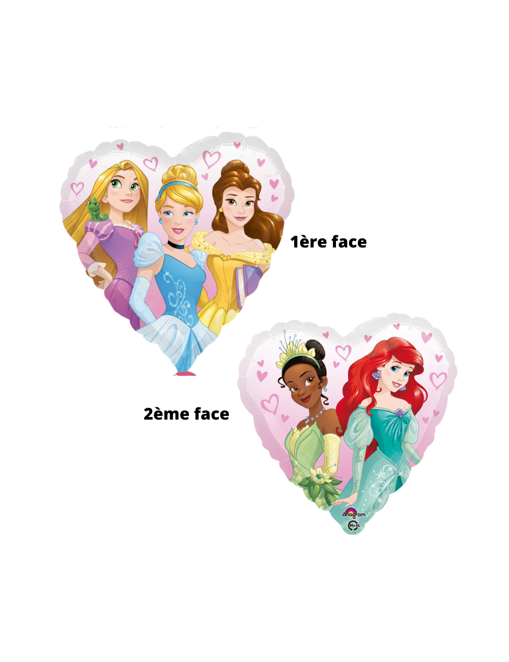 8 ballons Princesse Disney sur fond coloré