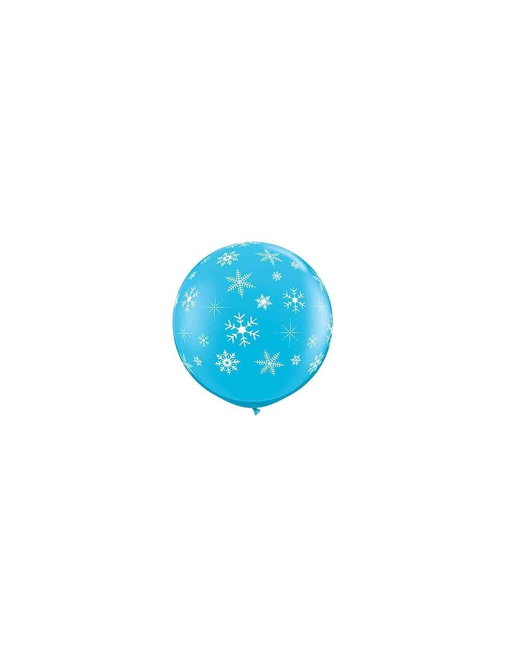 Ballon Latex Bleu Robin / Flocons de Neige Blancs