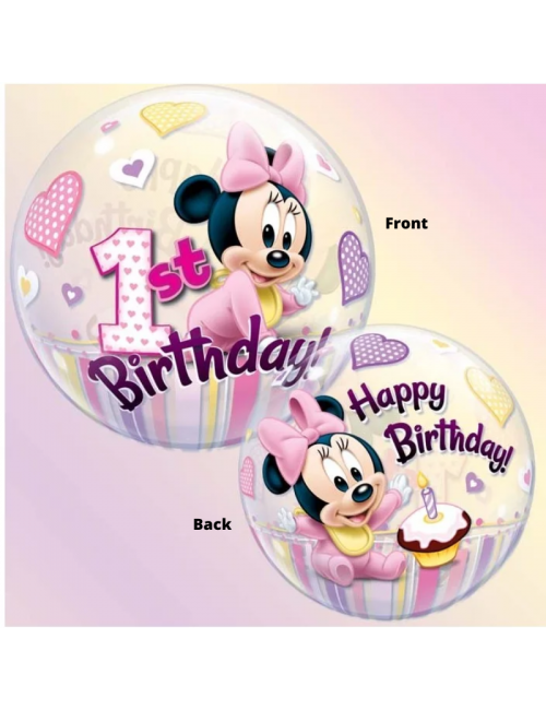 Ballon Bubble "1st Birthday" Minnie Mouse