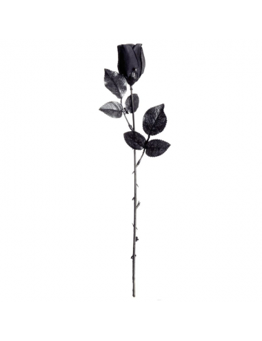 Rose noire artificielle en plastique et tissu - 44 cm