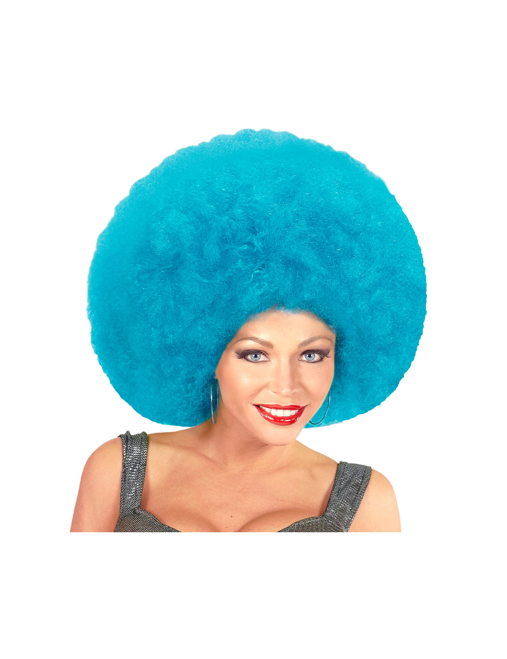Perruque Afro Extra volume bleu Néon