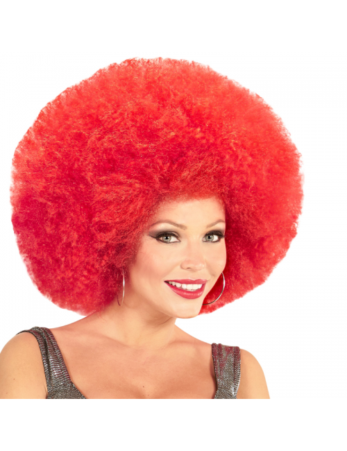Perruque Afro Extra volume rouge Néon