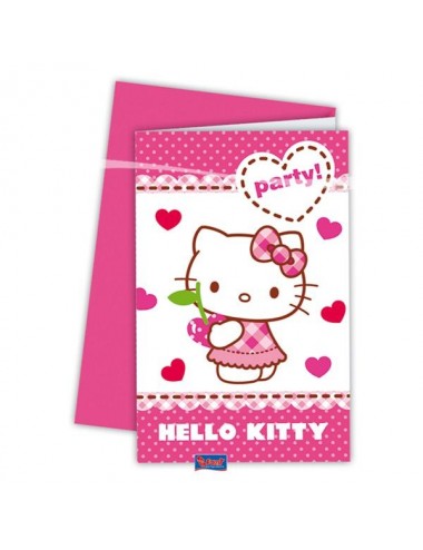 6 Invitations Hello Kitty