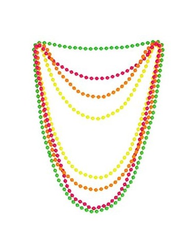 iLoveCos 80s Fête Accessoires vestimentaires Plastique Néon Multicolore Collier en Perles Assortis Fluo Ensemble de 6 