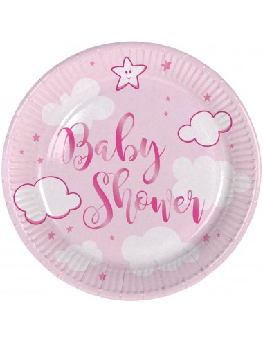 8 Pink Baby Shower Plates