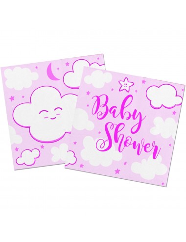 20 Serviettes Baby Shower Rose