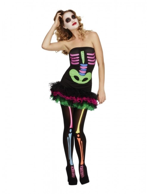 Neon Skeleton Woman Costume