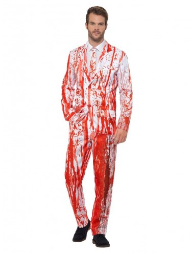 Costume homme 3 pièces blanc tache de sang