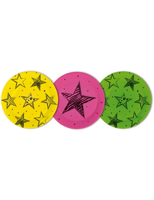 6 Neon Party Plates