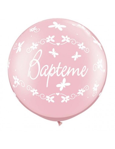 Ballon Latex "Baptême" Rose...