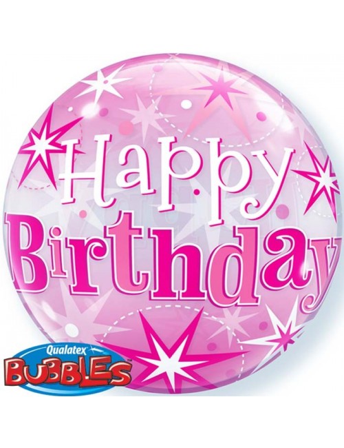 Ballon Bubble "Happy Birthday" rose