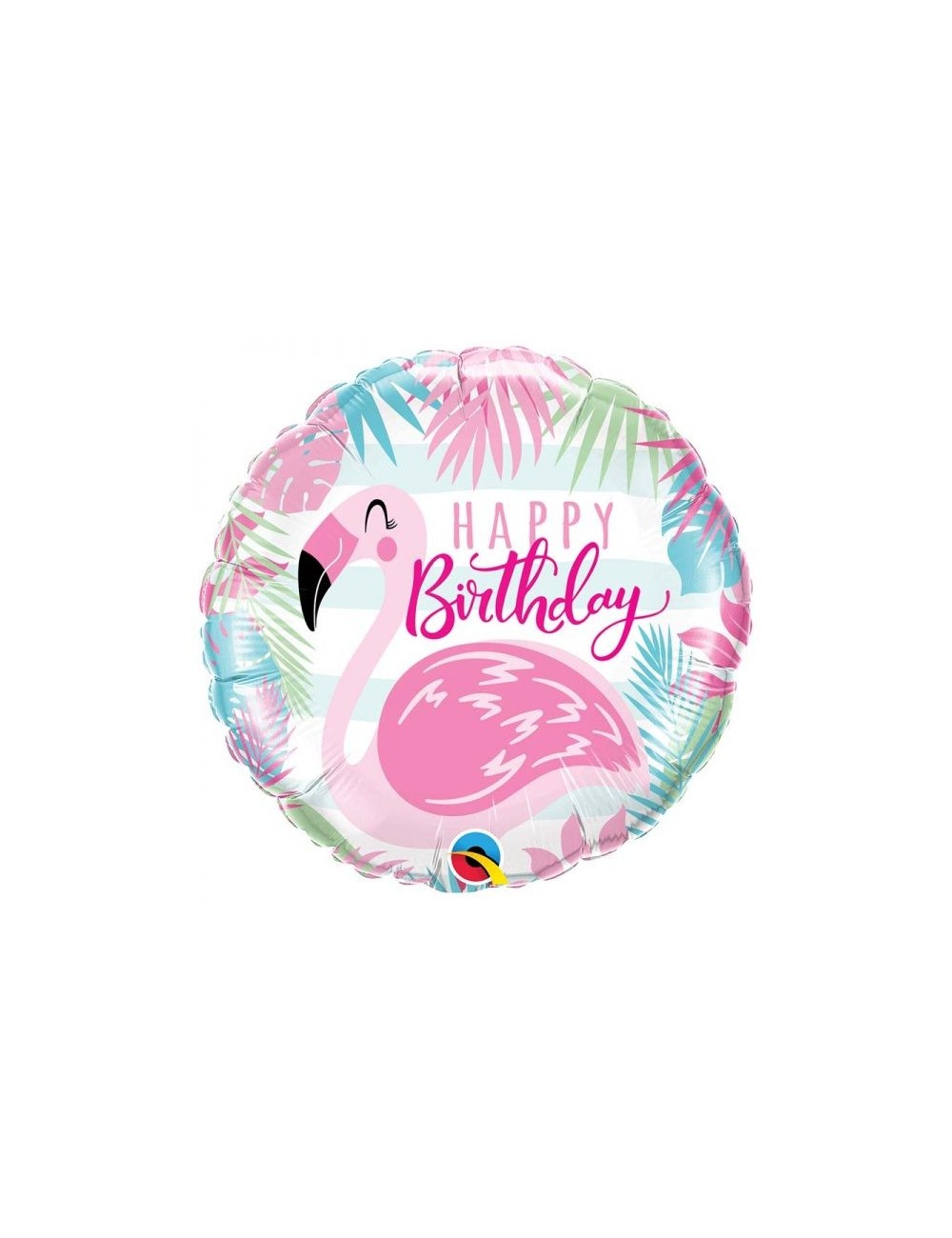 Ballon "Happy Birthday" Flamant Rose