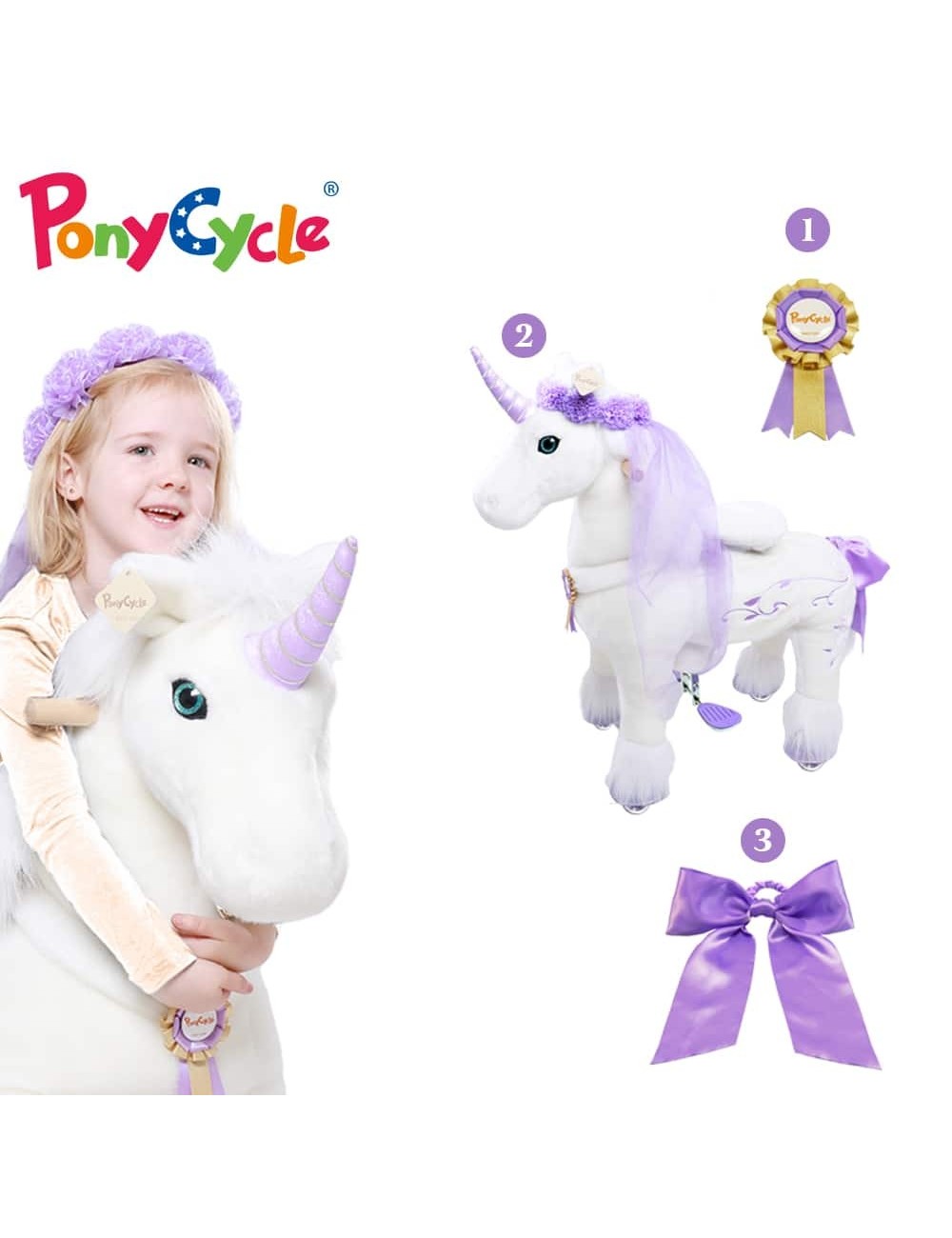 PonyCycle Licorne Rose pour Enfants 4-9 ans