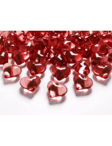 30 Heart red crystals
