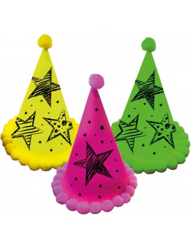 3 Neon Party Party Hats