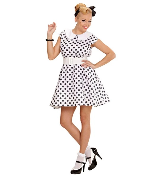 Robe blanche à pois année 50 2