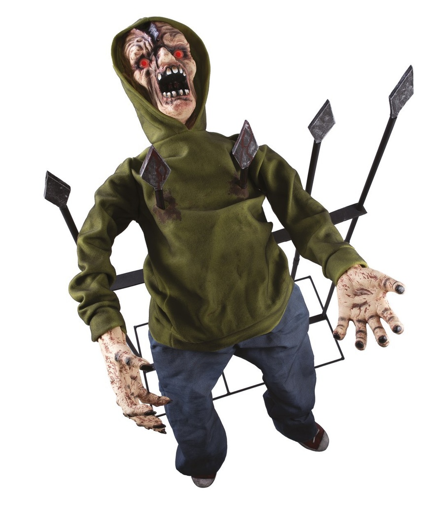 Automate zombie empalé - animé, sonore, lumineux - 140 cm – vue 2