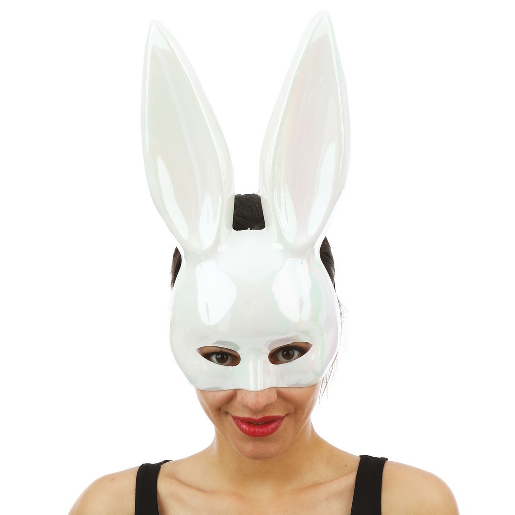 Demi-masque lapin blanc irisé – vue 2