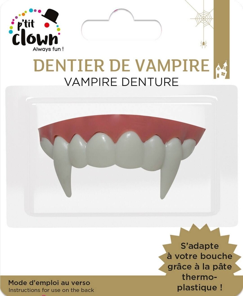 Dentier de Vampire rigide avec pâte de fixation – vue 2