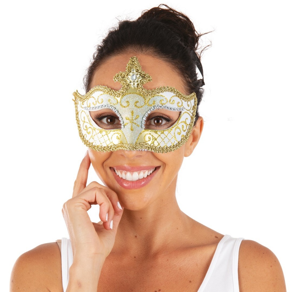Masque vénitien paillettes or – vue 2