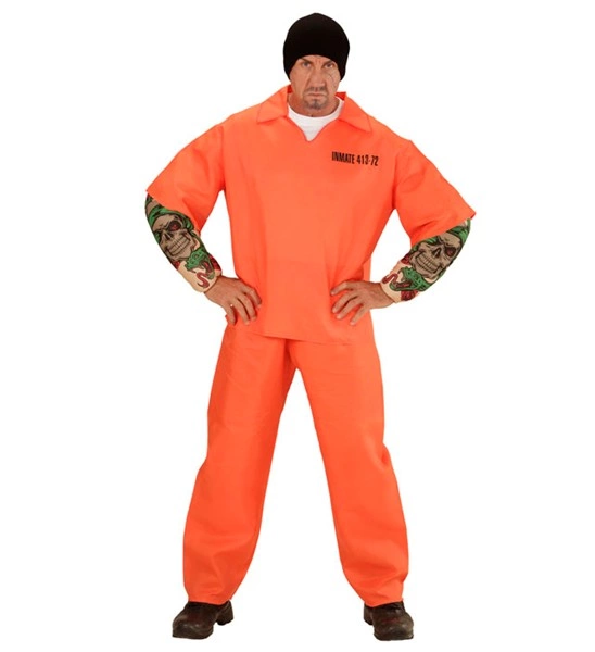 Déguisement homme Prisonnier orange Tatoué 2