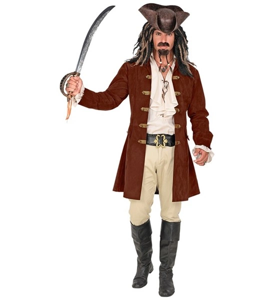 Manteau suédine brun de pirate homme 2