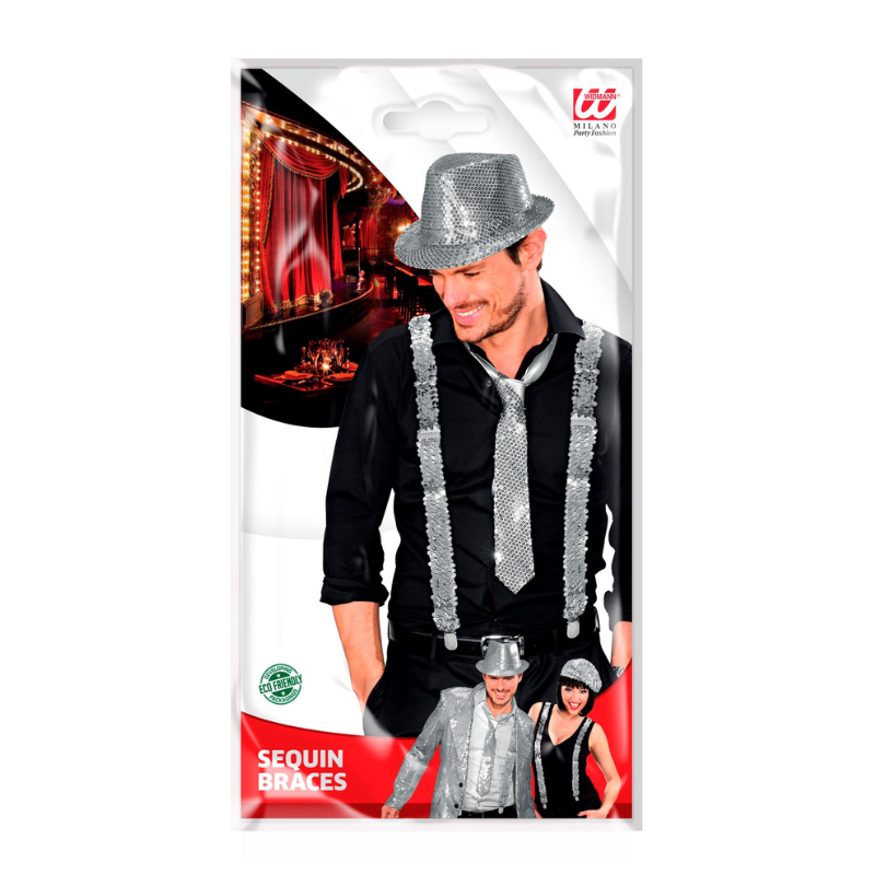 Bretelles à sequins argent