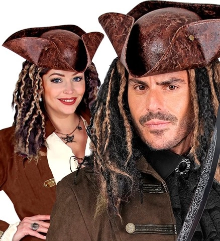 Chapeau de pirate en simili cuir marron 2