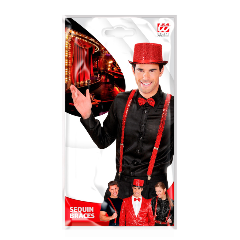 Bretelles à sequins rouge