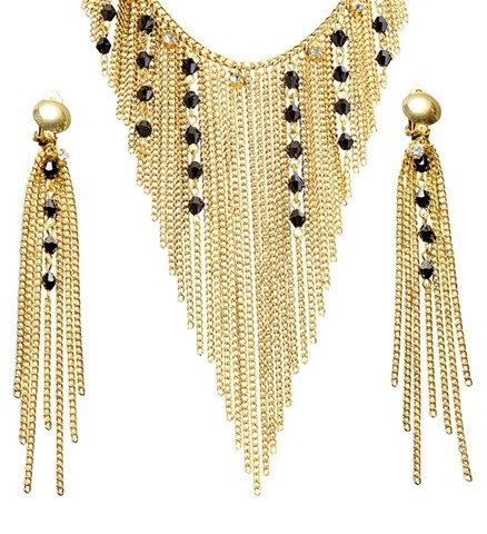 Set bijoux or et noir 2