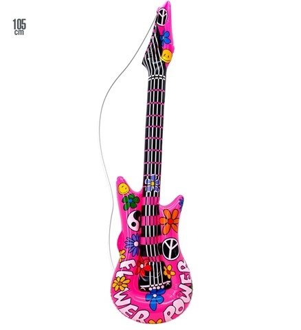 Guitare gonflable hippie rose 105 cm 2
