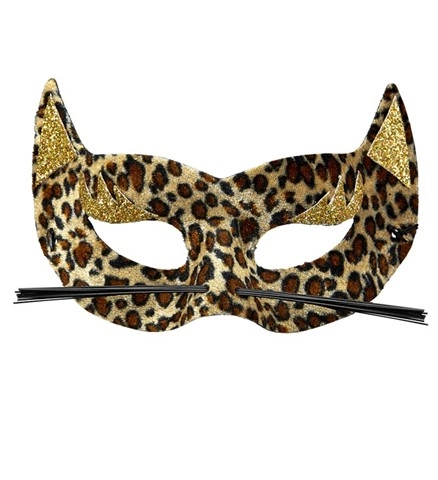 Masque léopard pailleté or 2