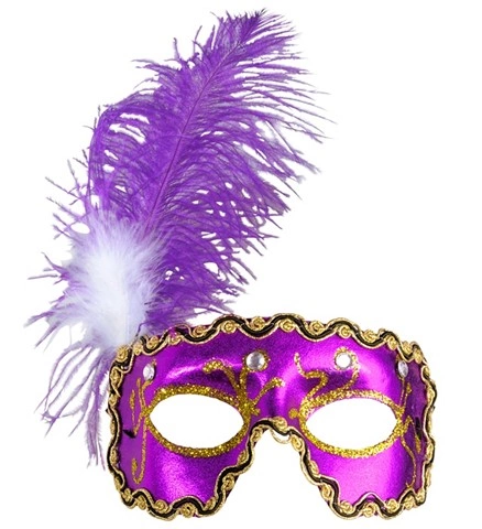 Loup vénitien violet avec plumes et strass 2