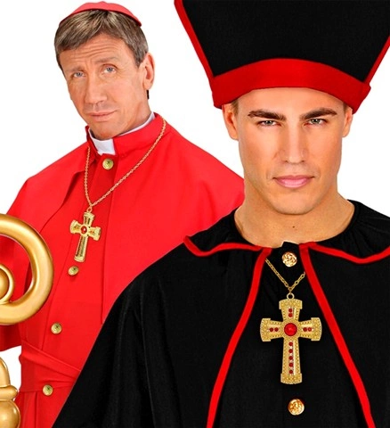 Collier à grande croix avec gemmes rouges 2