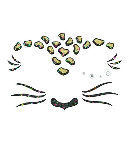 Autocollant visage à paillettes léopard 2